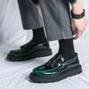 Thick Bottom Men's Business Patent Leather Shoes Slip-on Tassel Shoes Student Shoes Office Loafers Black Shoes Kerae