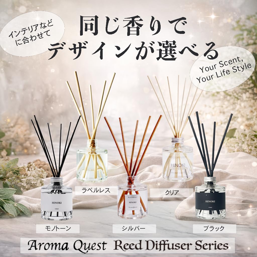 AromaQuest Reed Lemongrass Aroma Room Made in Japan Diffuser, Scent, Diffuser, Fragrance, (Label-less)