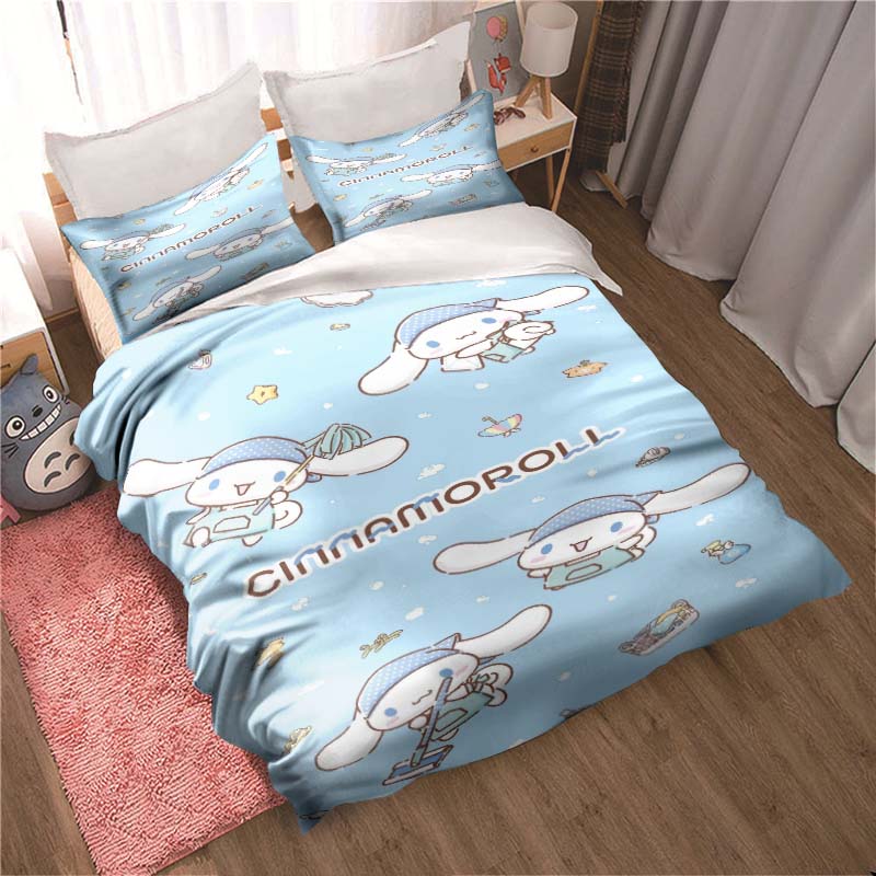 2026 New Cartoon Cinnamoroll Themed Three-Piece Bedding Set, Includes Duvet Cover and Pillowcase, Perfect As A Holiday Gift.