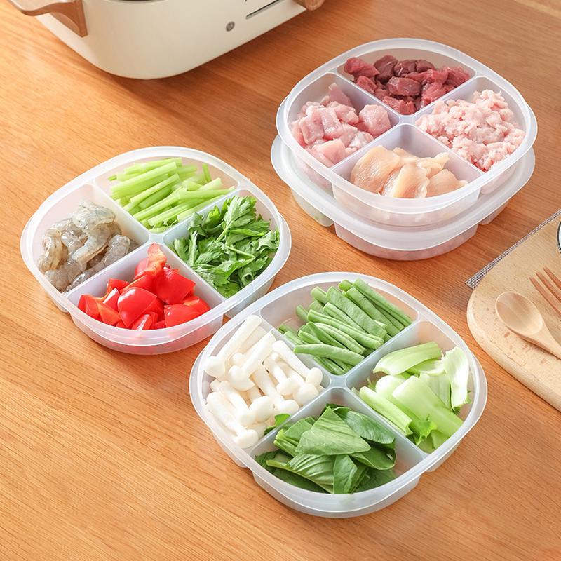 4 Сетки Холодильник Коробка для хранения мяса и продуктов для сохранения свежести Пищевой органайзер для замороженных продуктов Контейнер с перегородками Кухонная организация