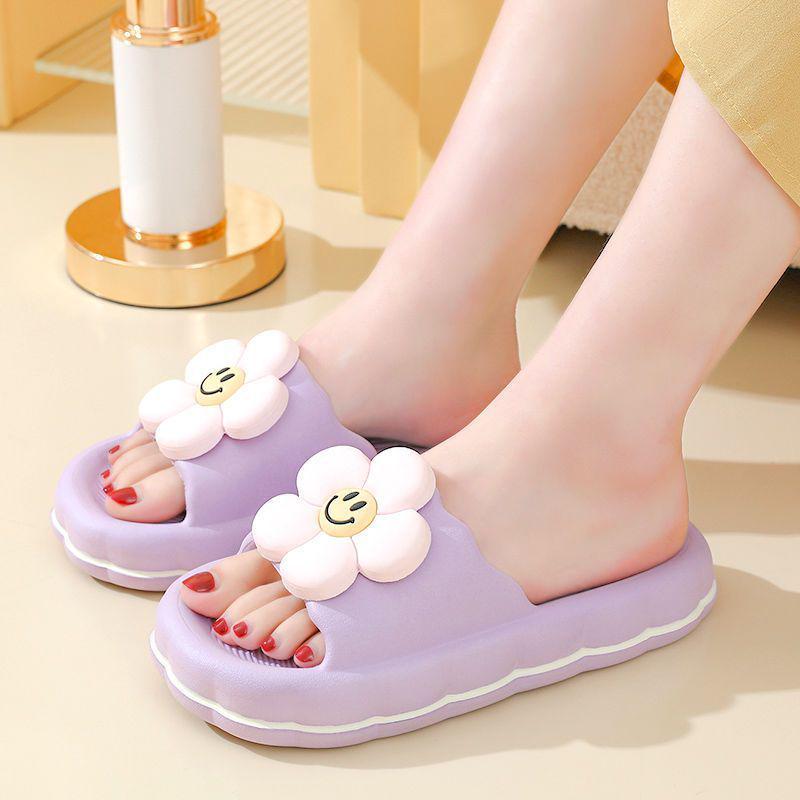 Женские уличные милые летние нескользящие сандалии с мультяшным принтом на толстой подошве