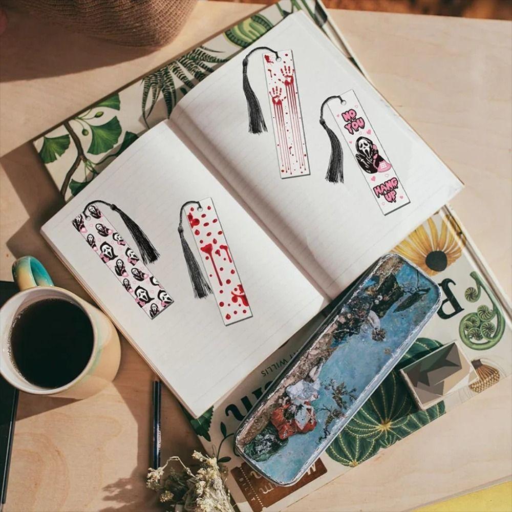 5pcs Page Holder Halloween Bookmarks square Halloween Decoration Clear Rectangle Bookmark  Student
