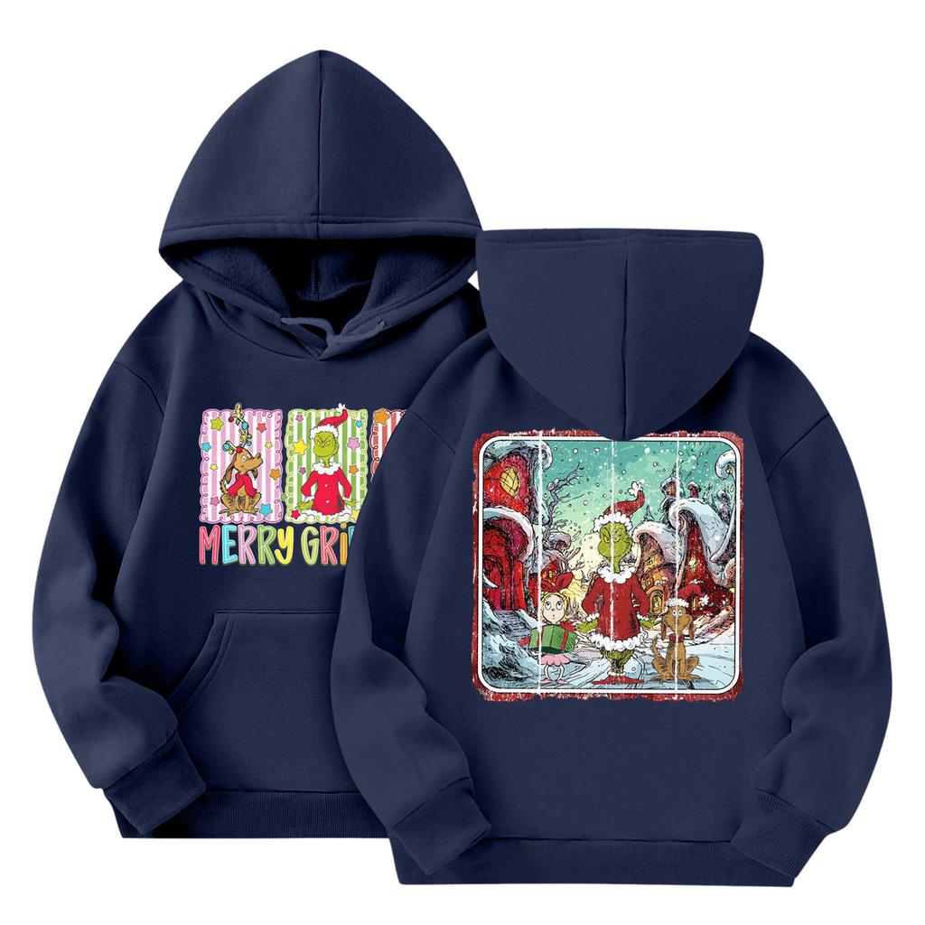 Детская мода Легкий пуловер с длинным рукавом с карманами Толстовка с принтом