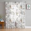 Plants Flowers Watercolor Birds Sheer Curtains for Living Room Decoration Window Curtains Kitchen Tulle Voile Organza Curtains