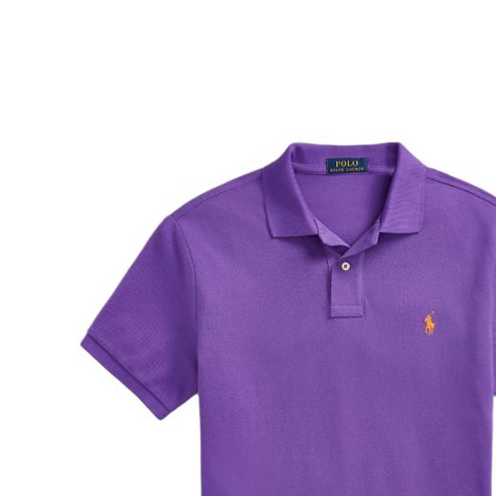 Polo Ralph Lauren однотонная хлопковая рубашка поло с вышивкой в виде маленького пони, мужские топы, фиолетовые MNPOKNI1N822265-510
