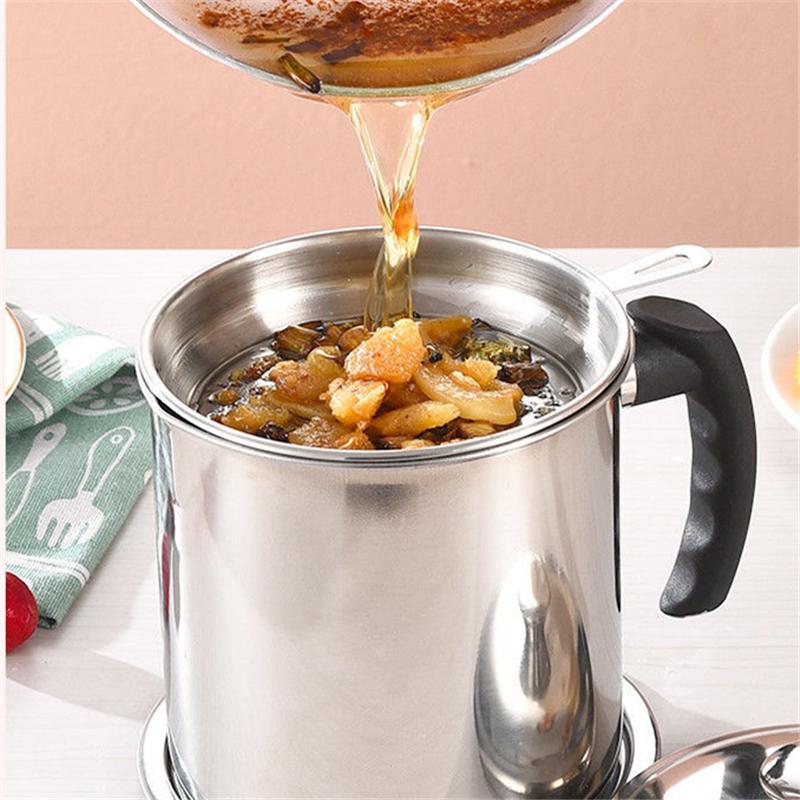 1,3 л Нержавеющая сталь Масляный фильтр Горшок Большая емкость Контейнер может Жироотделитель Фильтр для жира Резервуар для хранения Кухонный инструмент для приготовления пищи