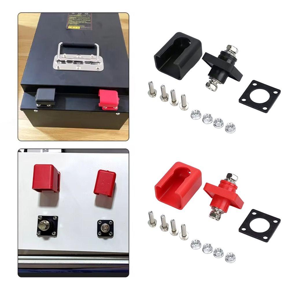 100A/120A Energy Storage Terminal Block Copper Black Red High Current Terminal Post Lithium Battery Square Inverter Connector