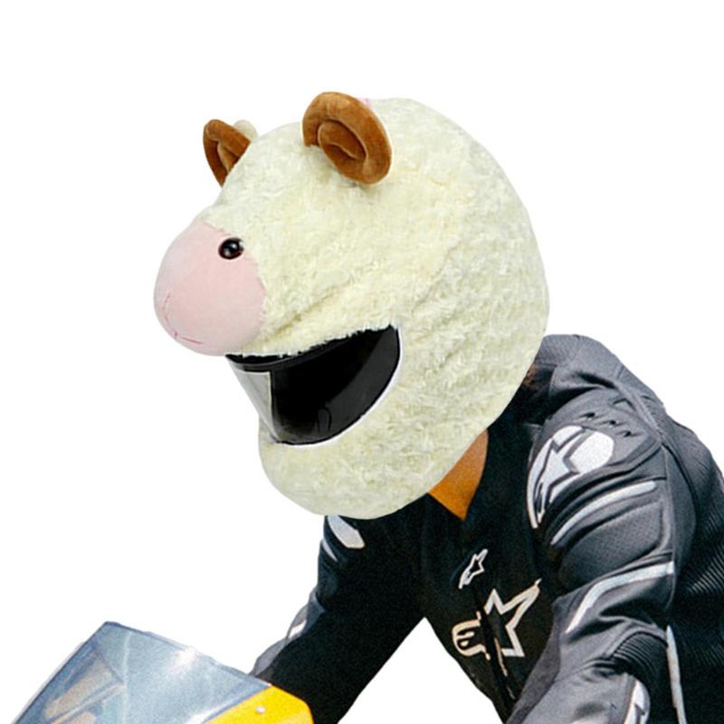 Motorcycle Helmet Cover Funny Cartoon Plush Full Face Covers Rabbit / Goat Motorbike Helmet Headgear For Moto Headgear Accessory