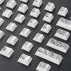 Ceramic Texture Keycaps Cherry Pbt 139 Large Full Set Of Keycap Pure White Landscape Style Retro Style Keycaps