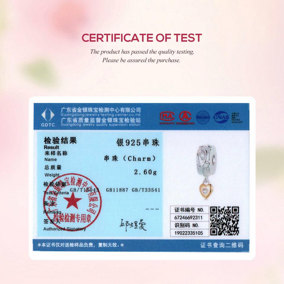 WOSTU 925 Sterling Silver Mother's Day Gold Charm Heart Wing Pendant Cross Tree Stopper Beads Fit Original Bracelet Guard Gift