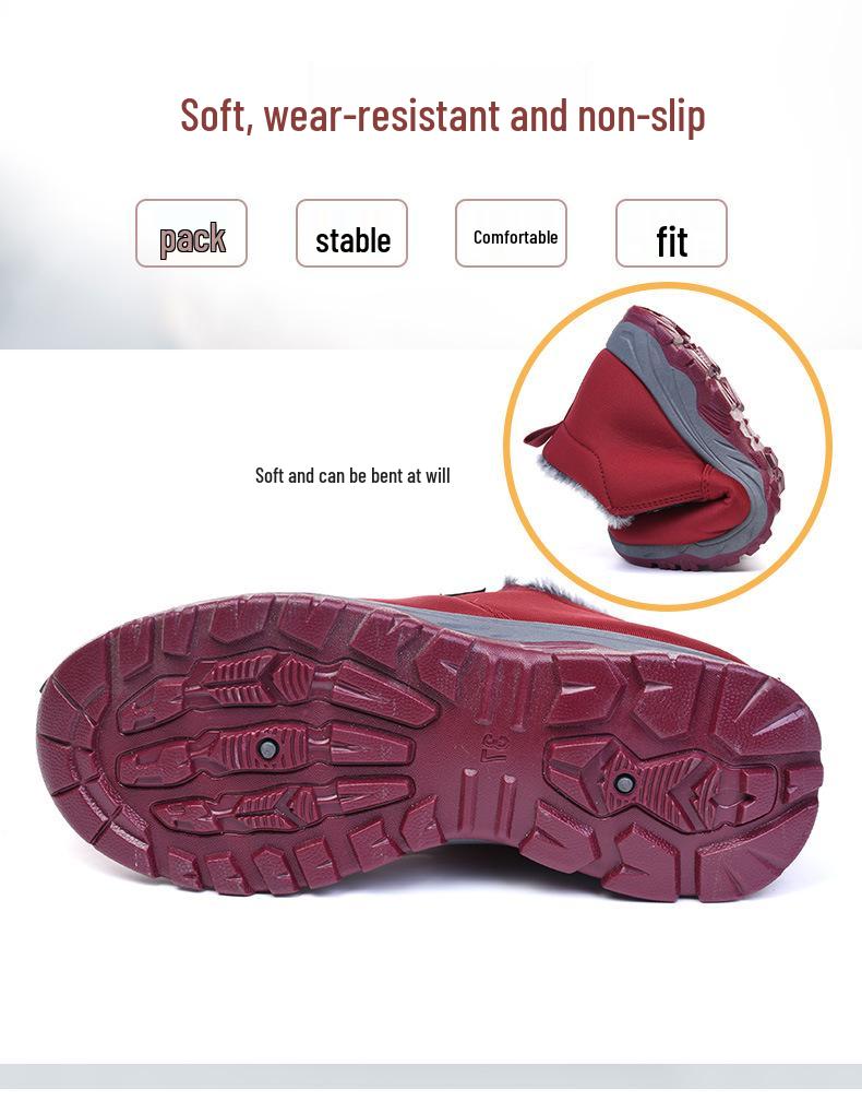 Зимние плюшевые нескользящие водонепроницаемые туфли для бабушек - Теплые, удобные с мягкой подошвой для среднего и пожилого возраста