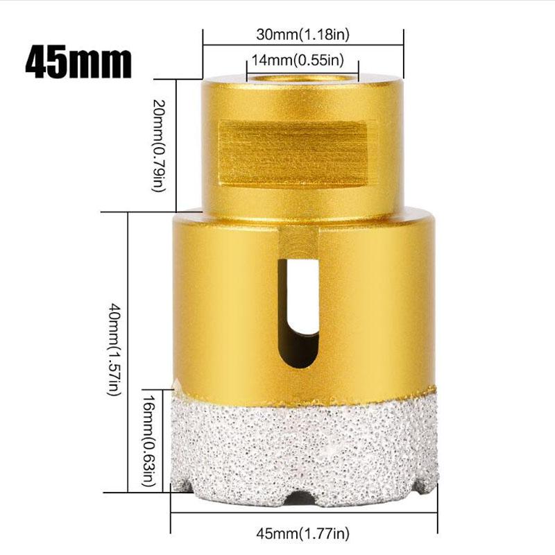 Резьбовое паяное алмазное сверло для бурения отверстий, сверло для угловой шлифовальной машины M14 для керамической плитки, мрамора, гранита, кирпича 6-65 мм