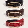 PU Jeans Belt Red Women's Waistband Casual Needle Buckle Belt  Decoration Belt