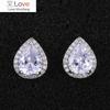 CAOSHI Fashion Water Drop Shape Stud Earrings for Women Top Quality Silver Color Inlaid Shiny AAA Cubic Zirconia Wedding Jewelry
