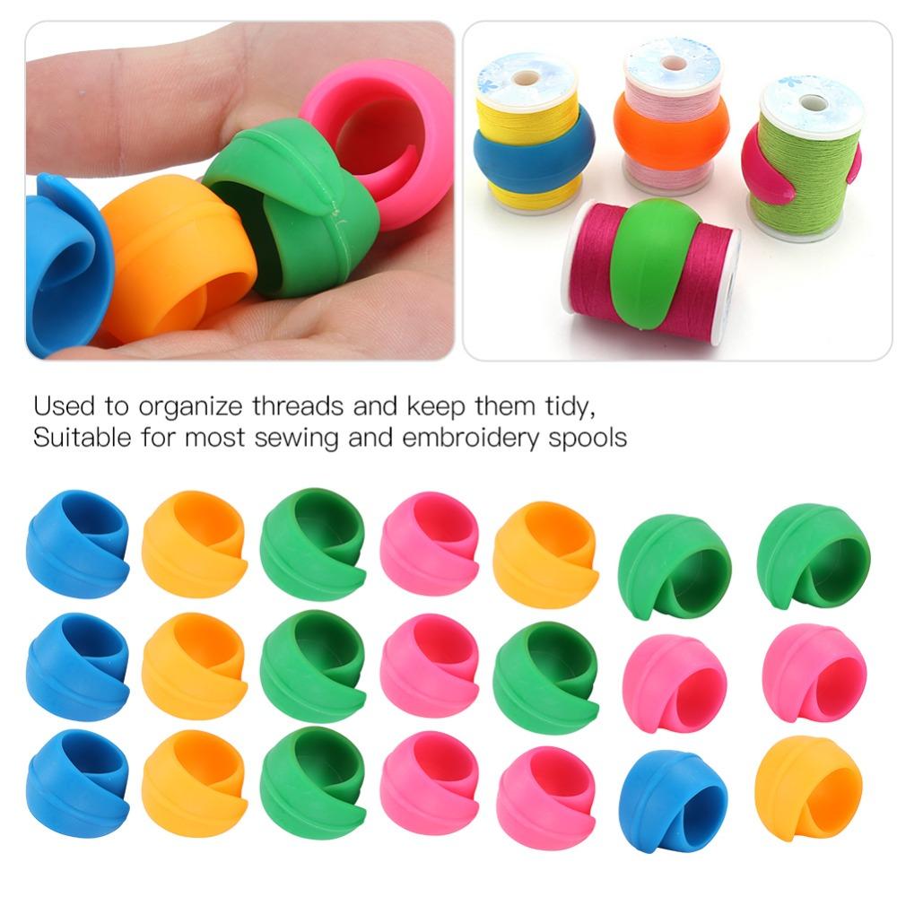 40pcs Silicone Spool Huggers Colorful Bobbins Clips Thread Spool Savers Prevent Unwinding