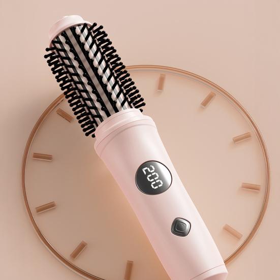 Беспроводная плойка-щетка Yousheng 3-в-1 с быстрым нагревом, термощетка, перезаряжаемая, дорожная, нагреваемая круглая щетка, электрическая плойка для волос, стайлинг