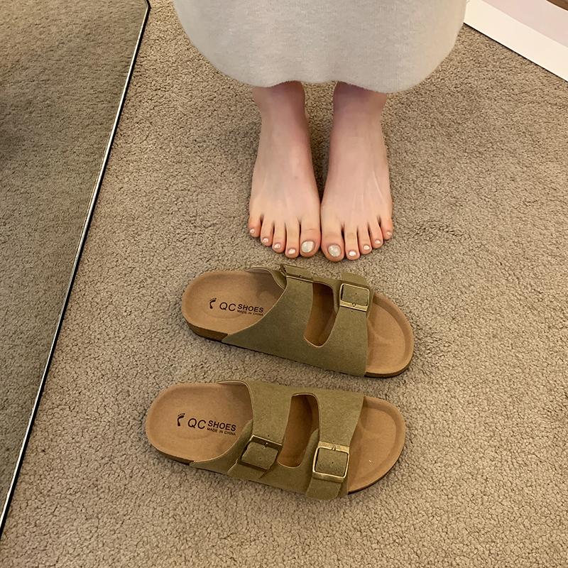 Новые стильные модные женские популярные туфли простые оригинальные тапочки на пробковой подошве удобные сандалии кожаные роскошные женские туфли