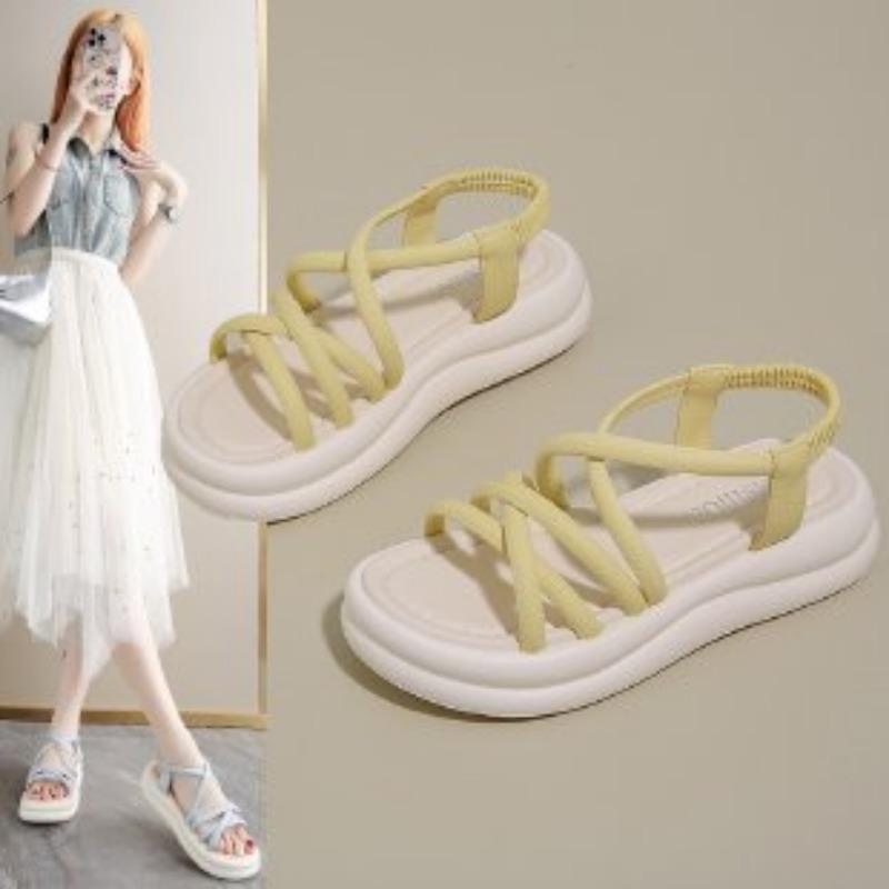 Женские сандалии на платформе, новая летняя уличная обувь, мягкая подошва, не утомляющая ноги, пляжная обувь