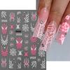 Pink Glitter Powder Skull Halloween 3D Nail Sticker 10X8cm Ghost Bat Spider Web Style Nail Decals DIY Winter Manicure Decoration