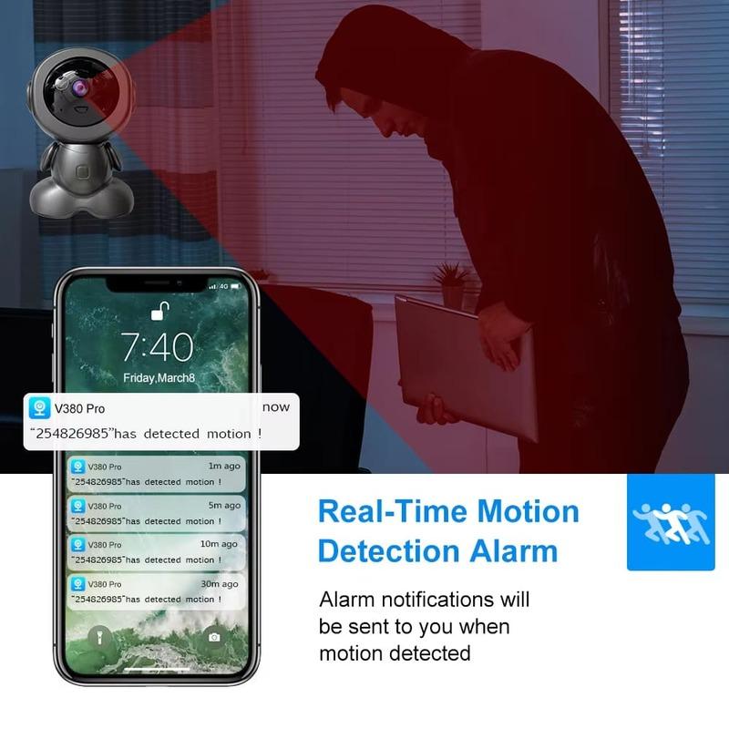 Mini WiFi IP Camera Wireless Indoor Robot Baby Monitor Two Way Audio Motion Detection Video Camara V380 CCTV Security Protection