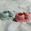 Подсвечник Спящий Кот Форма из Смолы Горшок-Клумба для Кошки Форма Силиконовая Форма для Изготовления Мыла Ручной Работы Форма для Ароматерапии Декорации