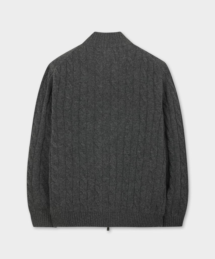 Brooks Brothers Windproof Wool Cable Zip-Up Sweater (Charcoal) (Bbwcmbf406)