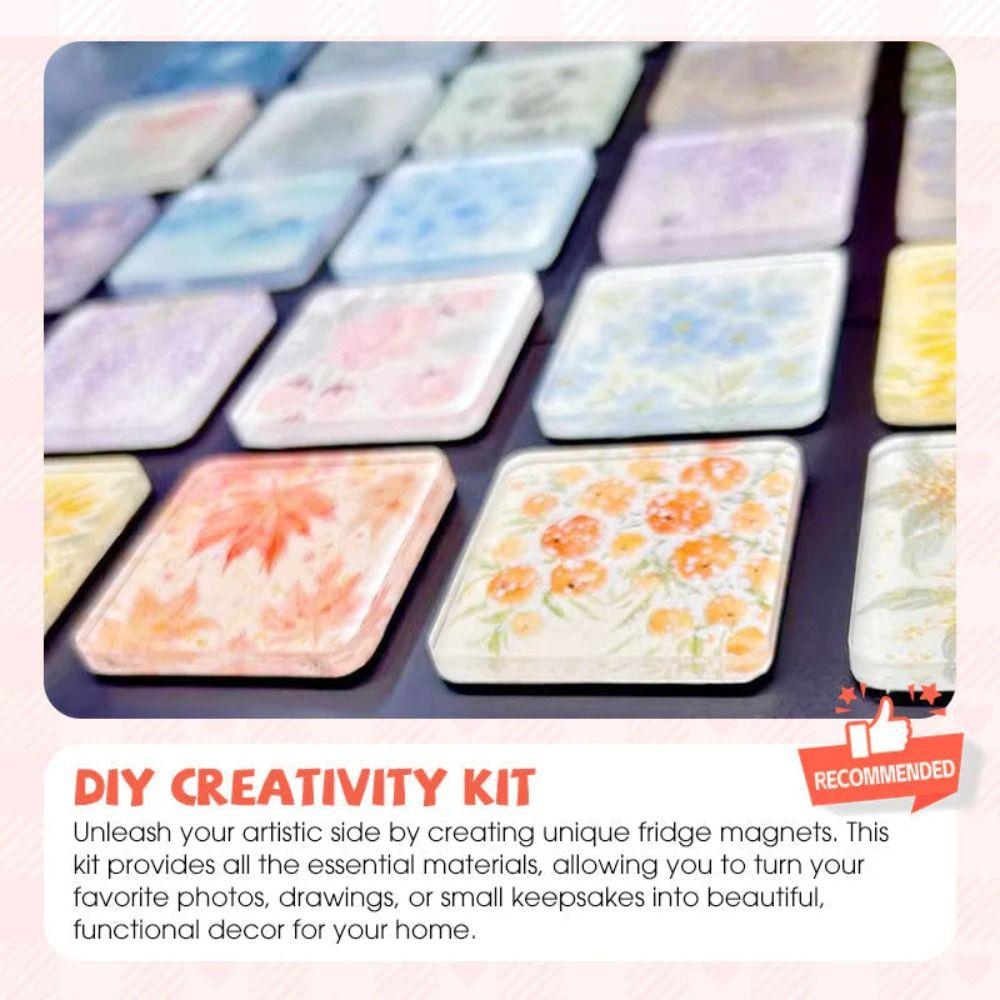 10pcs Clear DIY Fridge Magnet Kit Handmade Acrylic Fridge Magnets Material Kit Home Office Display Transparent Photo Magnets