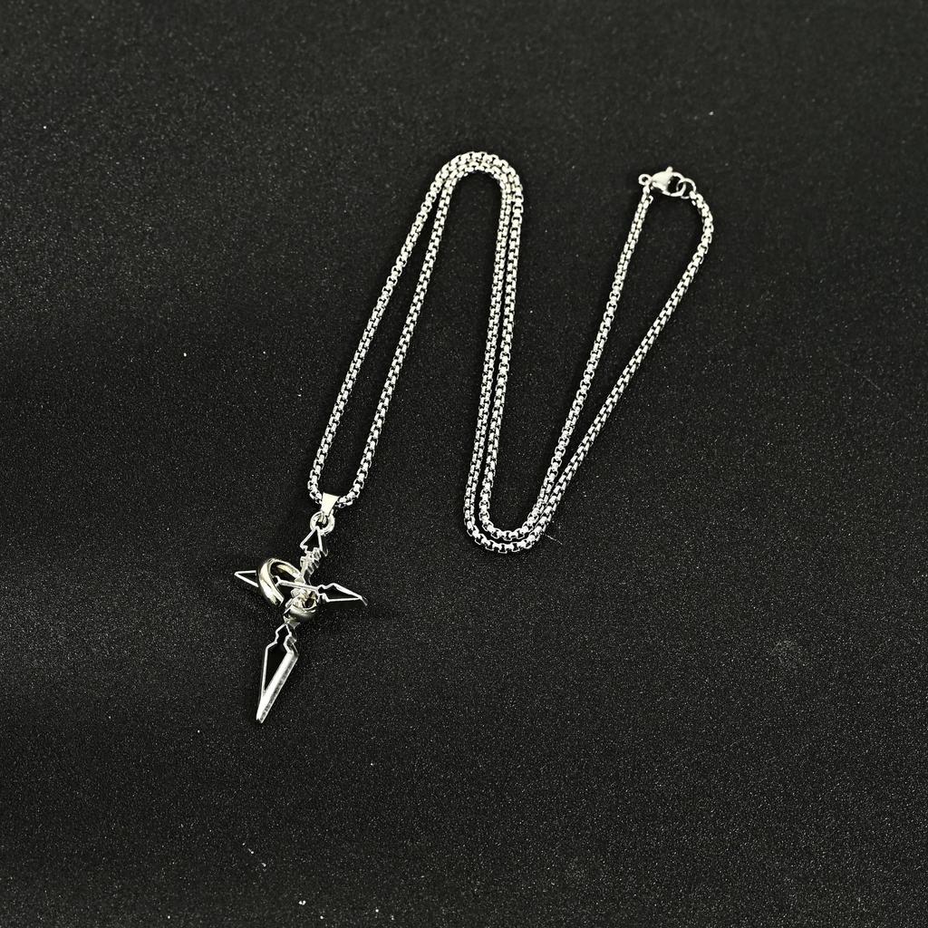 New Cross Pendant Necklace Trendy Versatile Chain Accessories Hoodie Pendant Titanium Steel Chain