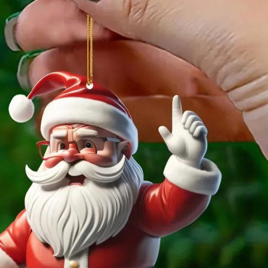Акриловый Дед Мороз Рождество 2D Плоский Санта на велосипеде Подвесные украшения