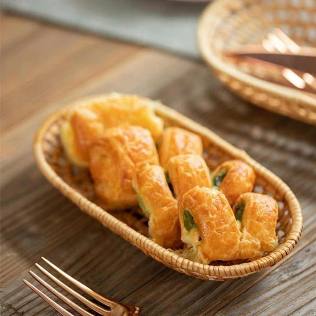 Корзина для сервировки хлеба, плетеная корзина для хранения фруктов из ротанга ручной работы, декоративная чаша для дома