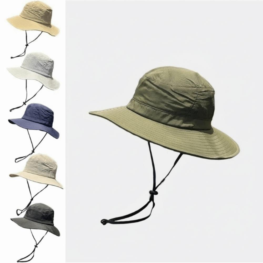 Breathable Fisherman Hat Solid Color Sun Protection Hat Windproof Hiking Cap Outdoor Hiking