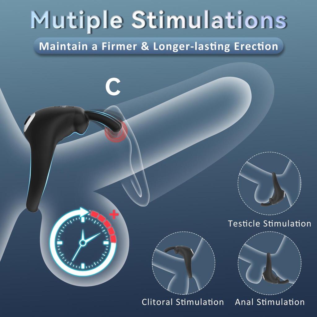 Магнитное зарядное силиконовое вибрирующее кольцо для секса – Бесшумная игрушка для флирта для мужчин и женщин