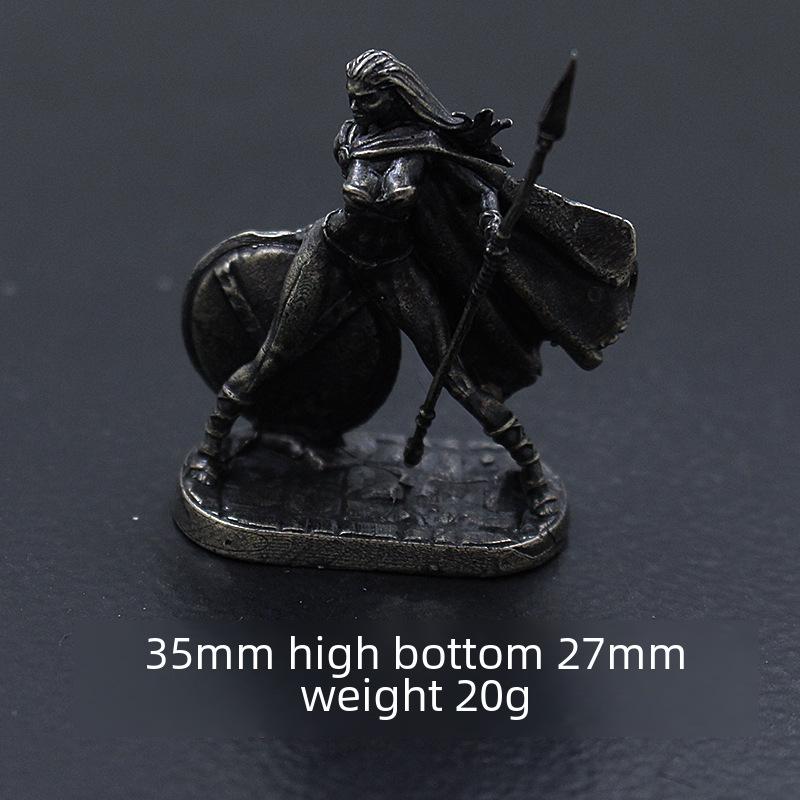 White Copper Spartan Shogun Warrior Chess Piece Ornament – Retro Soldier Toy Gift for Boys