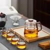 Pokaro Tea Heat-Resistant Glass Teapot, 650ml, with Lid, Wooden Handle, and Glass Tea Strainer, Stovetop-Safe, Handmade, with Black Tea Pods, Boiling