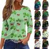 Женские топы с рукавами 3/4, цветочный принт, винтажная мода, повседневные свободные рубашки с круглым вырезом больших размеров