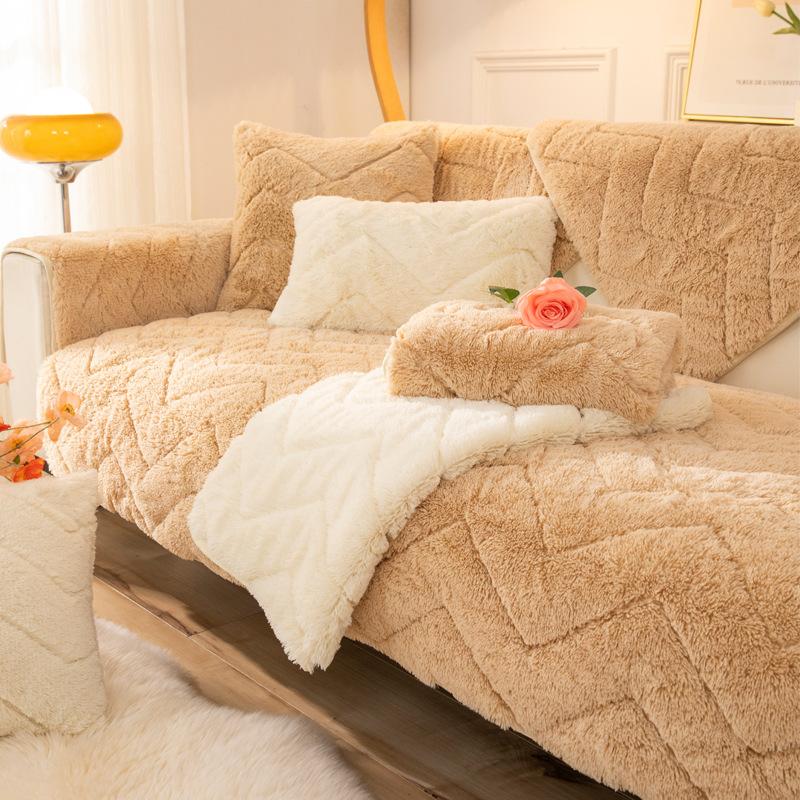 Зимняя плюшевая диванная подушка простая зимняя утолщенная подушка нескользящая скандинавская простая полностью покрытая тканью