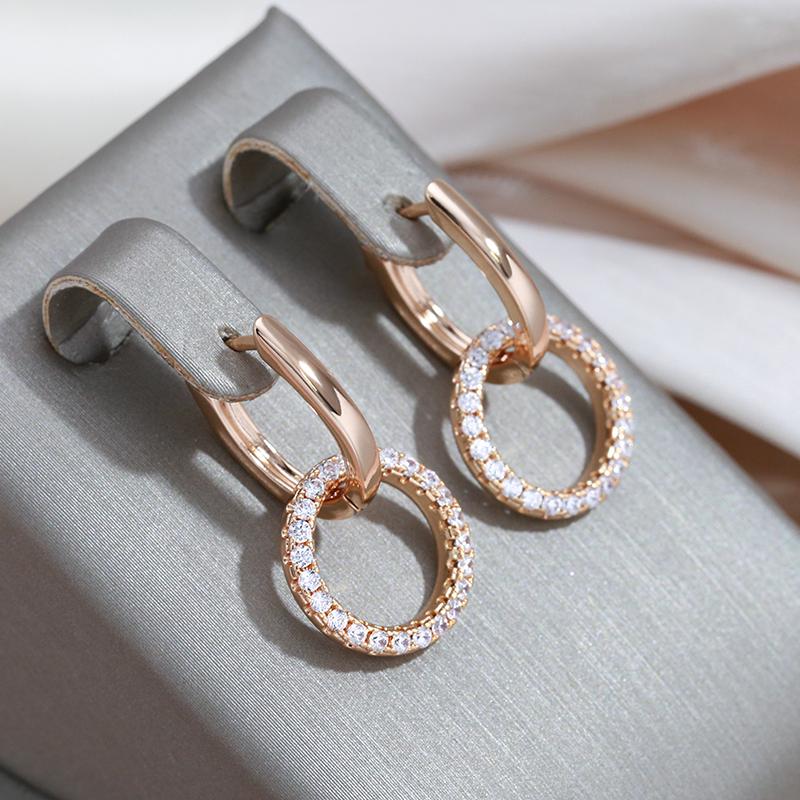 Женские висячие серьги Kinel с цирконием, розовое золото, свадебные украшения для невесты