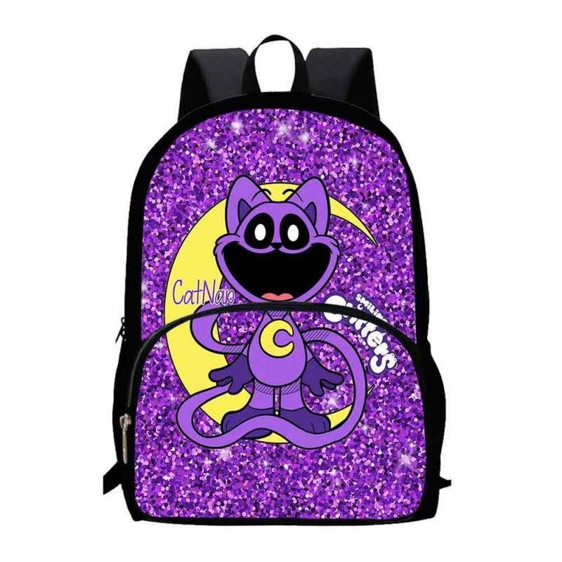 Kids School Backpack Grades 1-2 With Smiling Animal Cartoon Design Lightweight Breathable Oxford Fabric