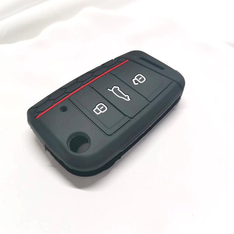 Силиконовый чехол для выкидного ключа с 3 кнопками, подходит для VW GOLF 7 MK7 SKODA SEAT 2014 2015 2016 FOB HULL OCTAVIA COMBI LEON IBIZA CUPTRA Case