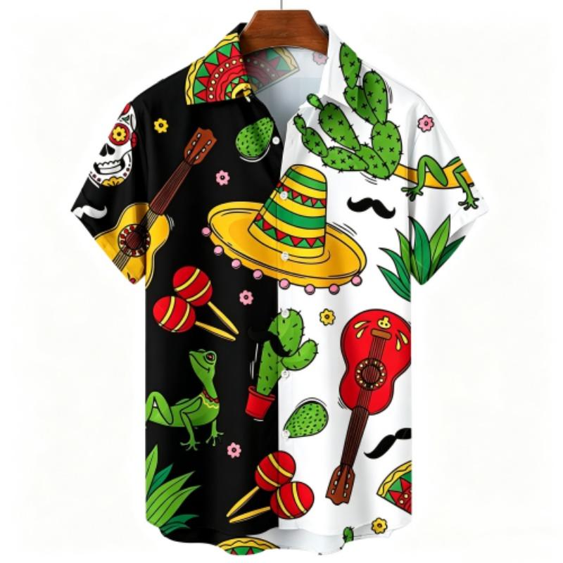 Vintage Fashion Men's Shirt Mexican Style 3D Printing Shirt Hawaiian Beach Vacation Clothing Men's Street Style Shirt Daily Men's and Women's Shirt