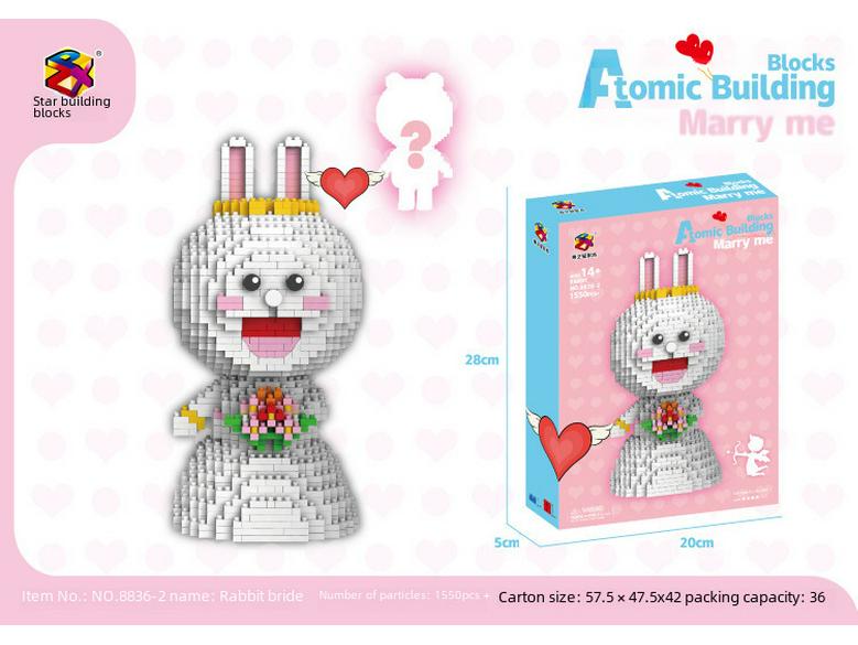 Wedding Bear Diamond Puzzle Blocks: Creative Educational Toy for Kids (8836-1-6)