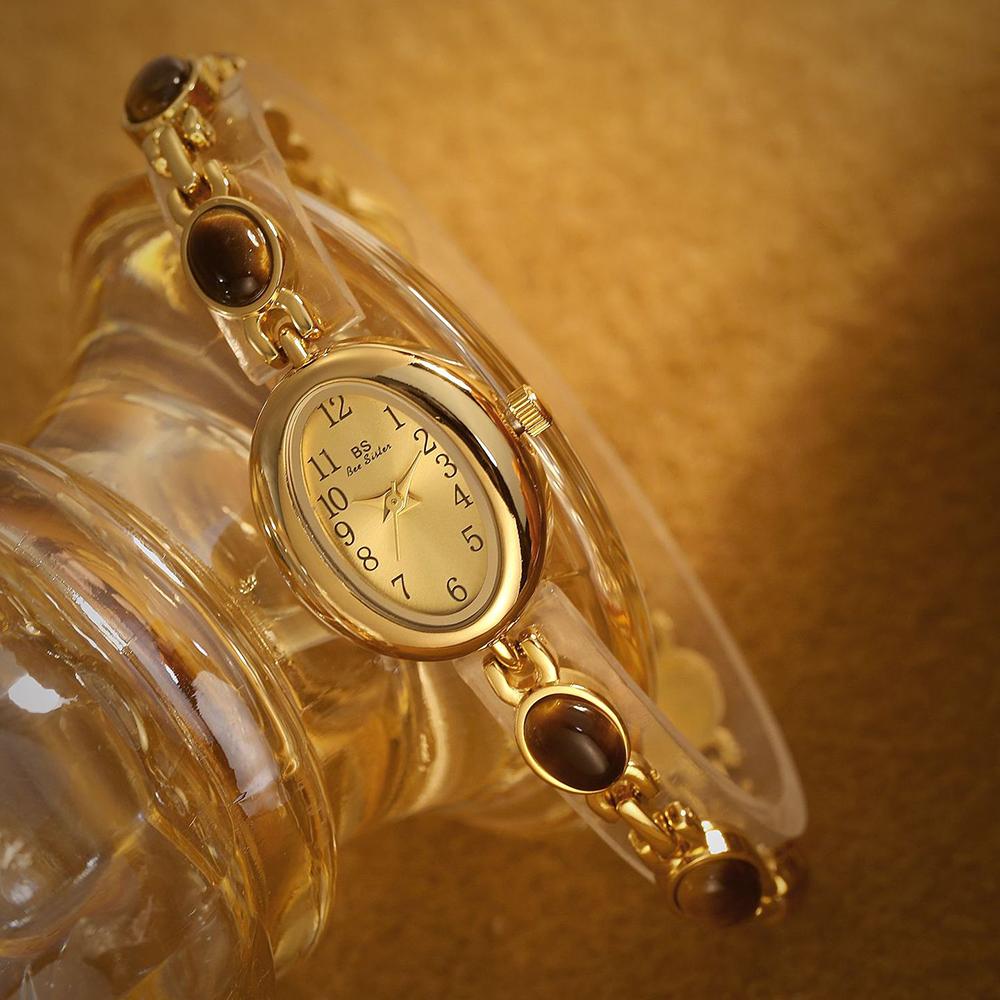Vintage Oval Small Dial Women's Watches Natural Jade Multi Treasure Bracelet Light Luxury Casual Quartz Watch for Women