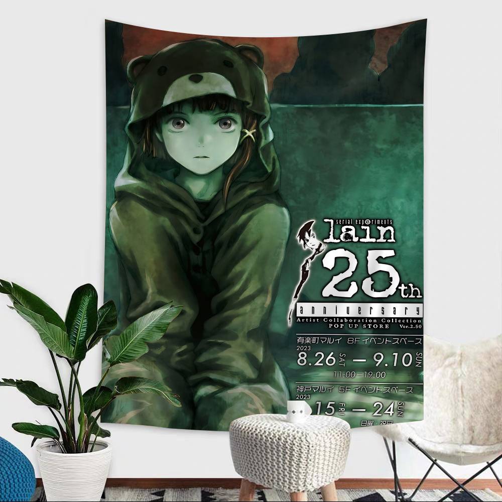 Serial Experiments Lain Anime Hanging Bohemian Tapestry Hanging Tarot Hippie Wall Rugs Dorm Japanese Tapestry
