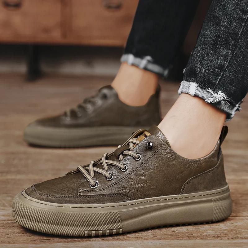 Высококачественные кожаные мужские туфли на шнурках Tenis Masculino люксовый бренд мужская повседневная обувь дышащие кроссовки мокасины для скейтбординга