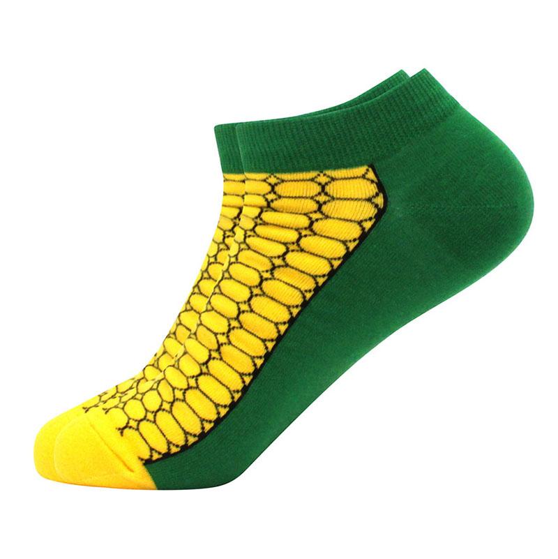 Men's Quality Business Ankle Socks Casual Novelty Graffiti Food Geometric Lattice Colorful Summer Happy Combed Cotton Short Sock