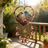 Heart Shaped Wind Chime Bird Design Metal Bells Decorative Hanging Ornament for Garden Patio Outdoor Balcony Yard