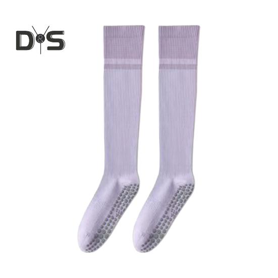 1 Pair Women Sport Stockings Elastic Cycling Knee Socks Anti-slip Arch Support Silicone Bottom Contrast Color Stockings for Yoga Pilates Dance