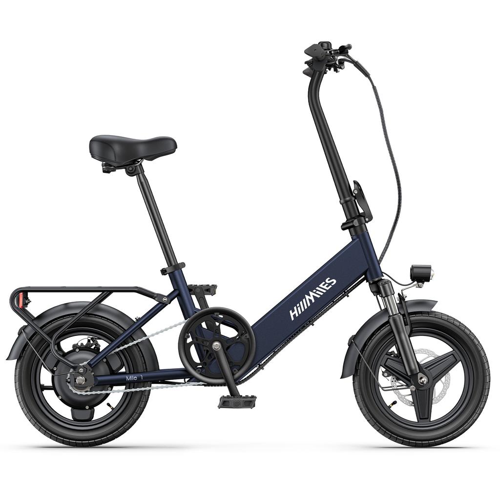 HillMiles Mile 1 14" Portable Folding Electric Bicycle with 250W 36V10.4Ah, Disc Brakes, Step-Through Frame for Daily Commute & Leisure