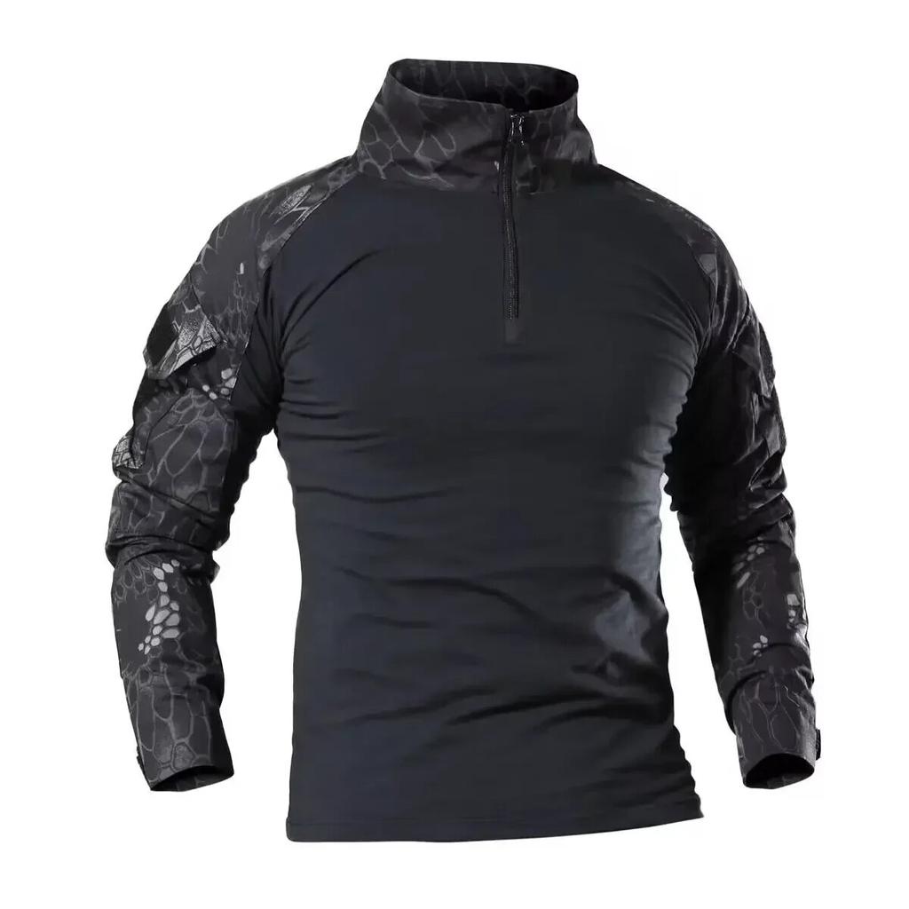 Men's Outdoor Tactical Hiking T-Shirts,Military Army Camouflage Long Sleeve Hunting Climbing Shirt,Male Breathable Sport Clothes