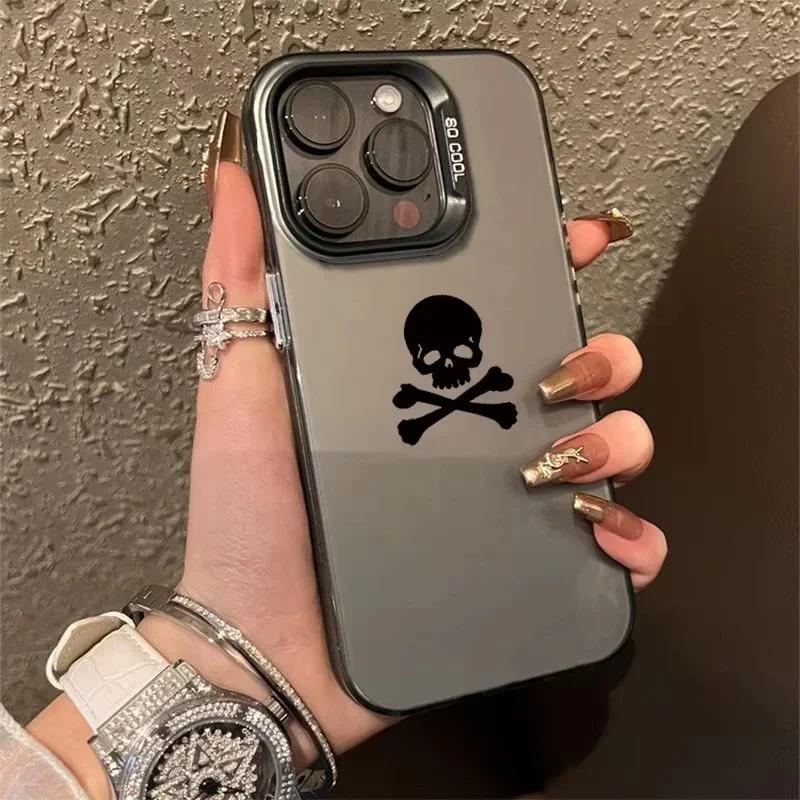 Black Skull Laser Silver Phone Case for Poco F6 F5 X5 M6 X6 Pro 5G Mi 14 13 12 12T 13T Pro 11 Lite 5G NE 14T Hard Cover